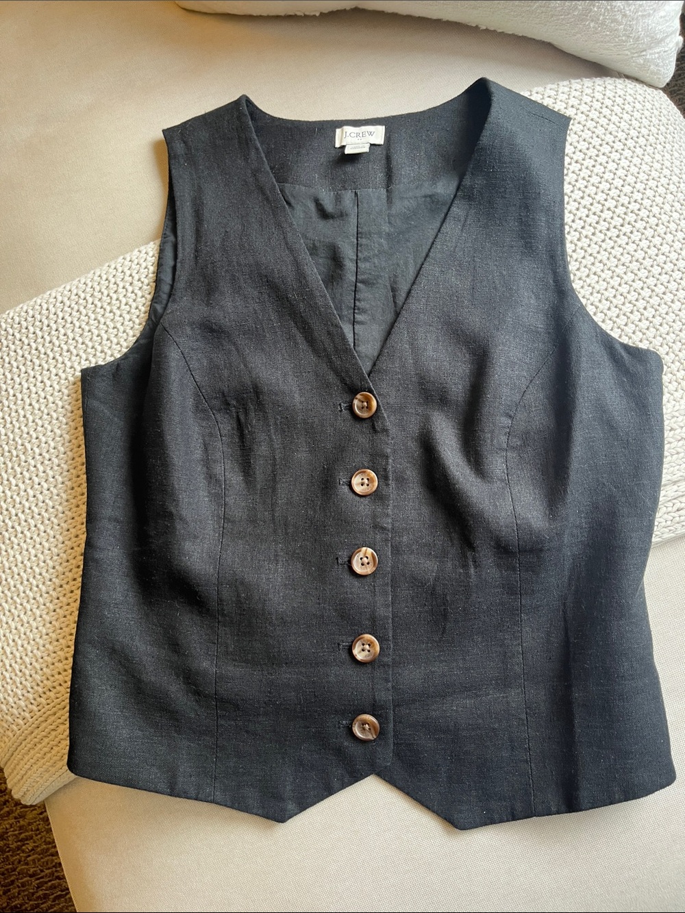 J. Crew Factory Black Linen Vest